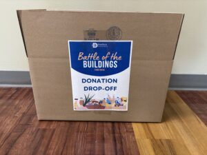 Donation drop-off box for DuraTech's 2025 Food Drive.