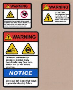 A picture of a warning label set made by DuraTech Industries. 