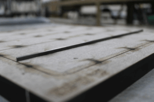 Blunt edge steel roll die made for DuraTech Industries.